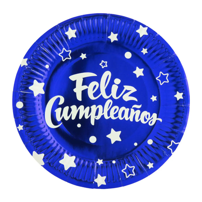 Plato de Fiesta Feliz Cumpleaños x 10 und Azul Festella