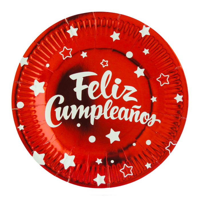 Plato de Fiesta Feliz Cumpleaños x 10 und Rojo Festella