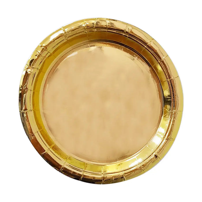 Plato de Fiesta Metalizado Dorado en carton 7" x 10 Unidades Festella