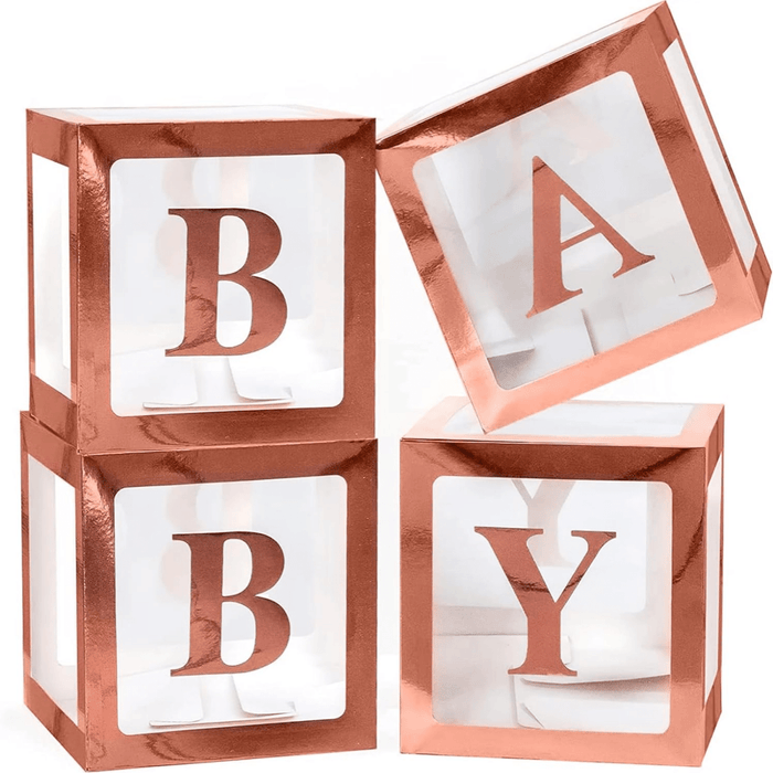 Set de Cubos Transparentes de 30 x 30 x 30 cm Baby Dorado Rosa