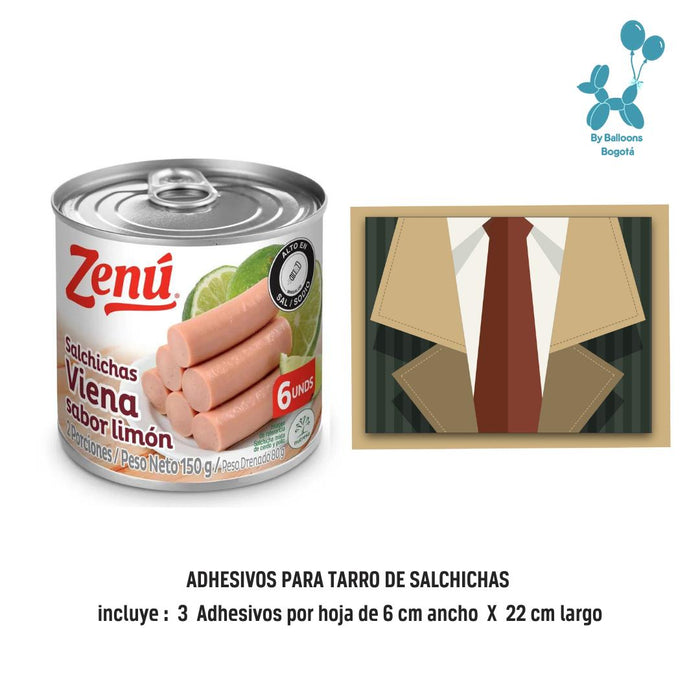 Stickers Adhesivos Para Tarro de Salchichas Ref. 3 x 3 Unidades
