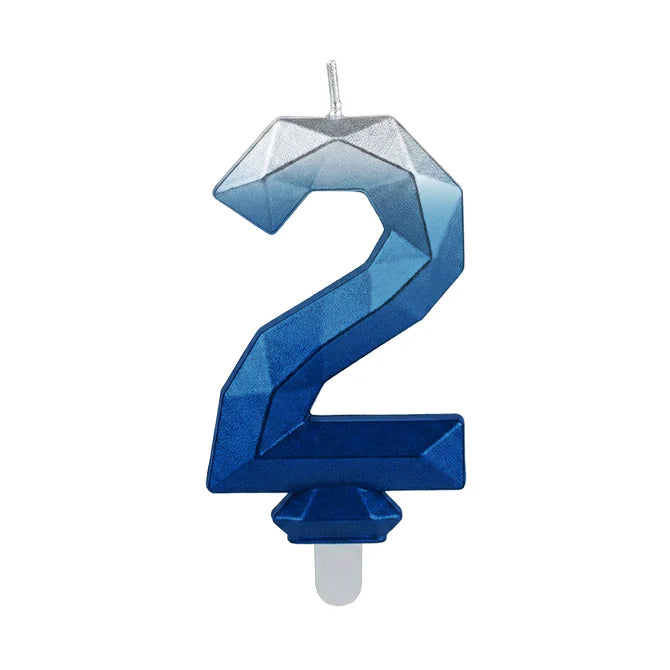 Vela Numerica Degradada Plata - Azul # 2 Sempertex x 1 Unidad