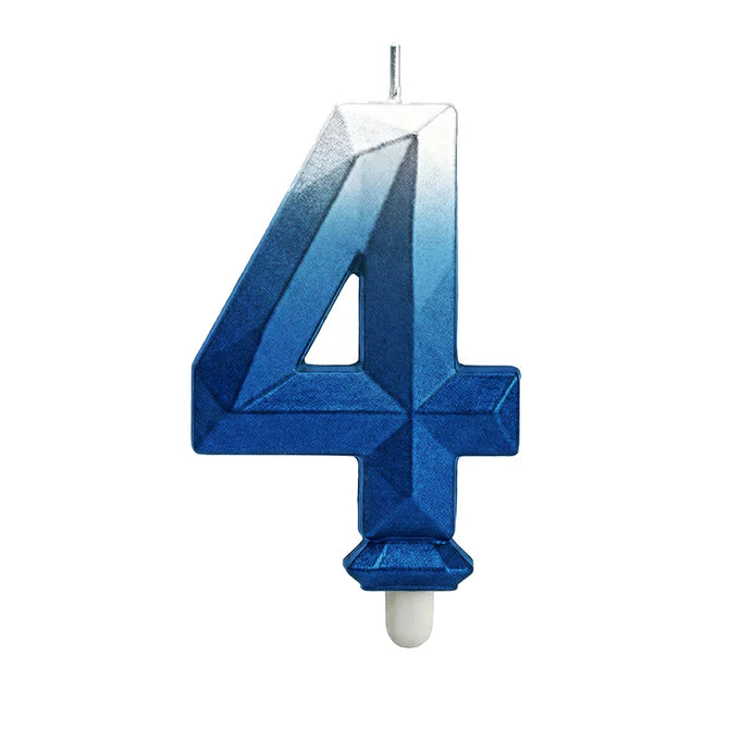 Vela Numerica Degradada Plata - Azul # 4 Sempertex x 1 Unidad