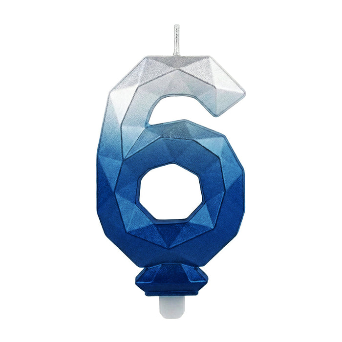 Vela Numerica Degradada Plata - Azul # 6 Sempertex x 1 Unidad