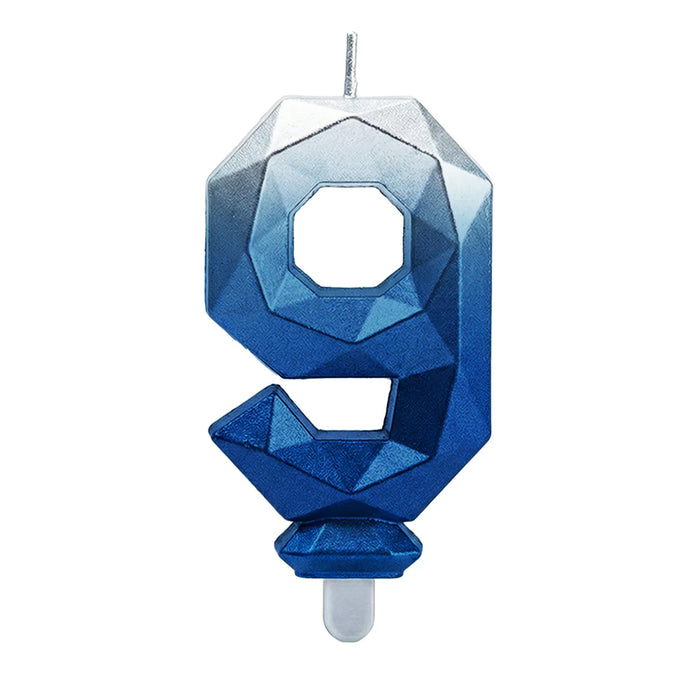 Vela Numerica Degradada Plata - Azul # 9 Sempertex x 1 Unidad
