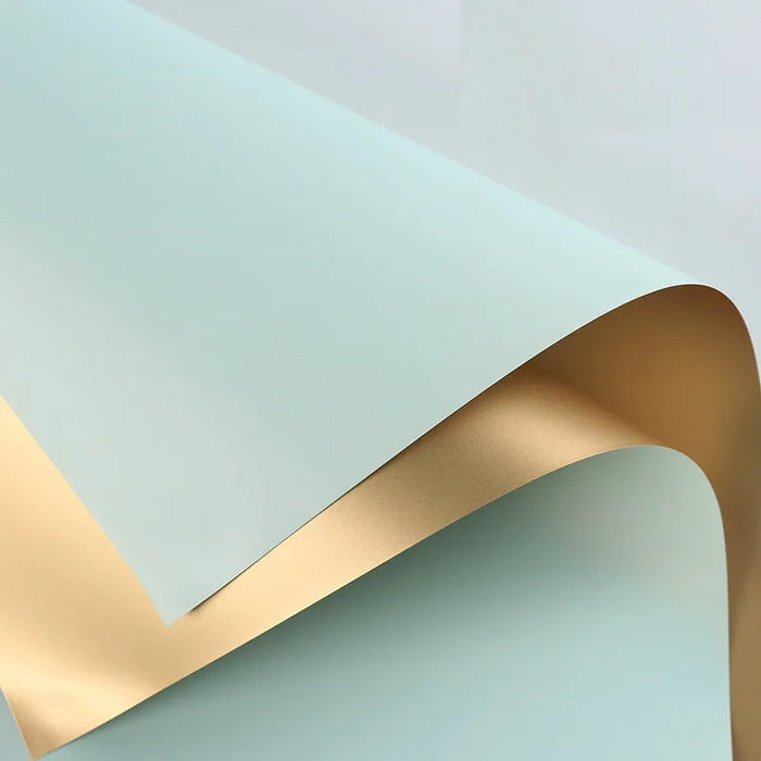 Papel Coreano Doble Paquete x 20 Color Verde Manzana/Dorado