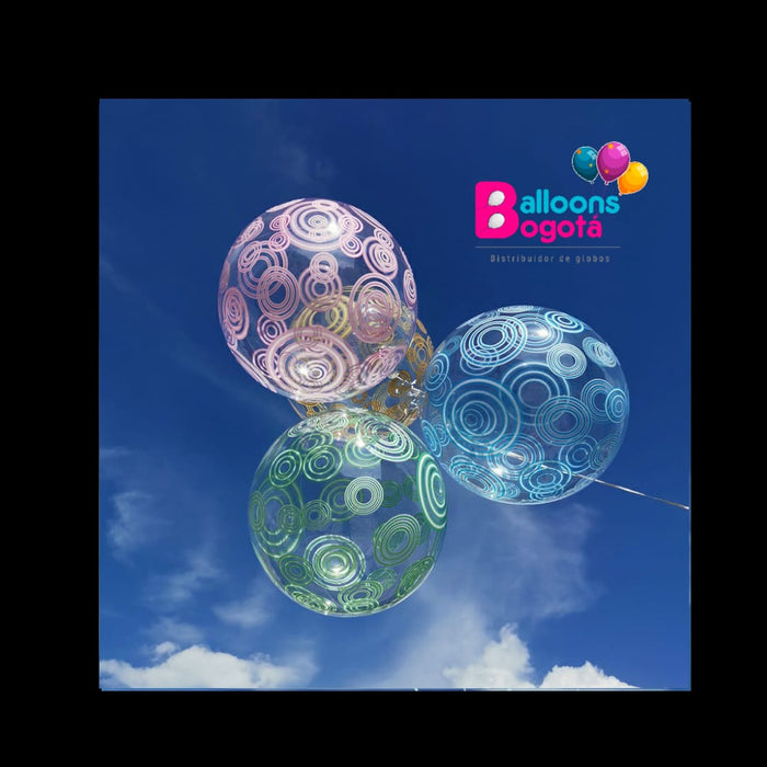 Globo Burbuja Nougat 18" Cristal Surtidos x 25