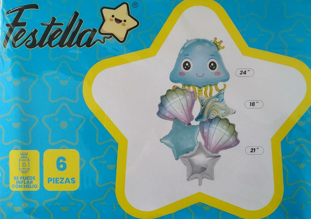 Bouquet de globos Medusa de mar x6 piezas marca festella