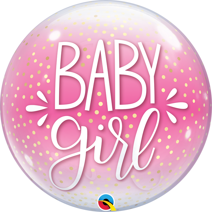 Globo Burbuja Qualatex 22" Confetti Baby Girl X 1 Unidad