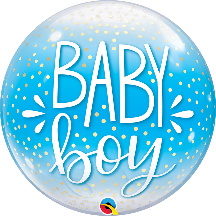 Globo Burbuja Qualatex 22" Confetti Baby Boy X 1 Unidad