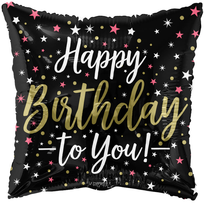 Globo Metalizado Happy Birthday To You Negro Dorado 18" Ref. 76