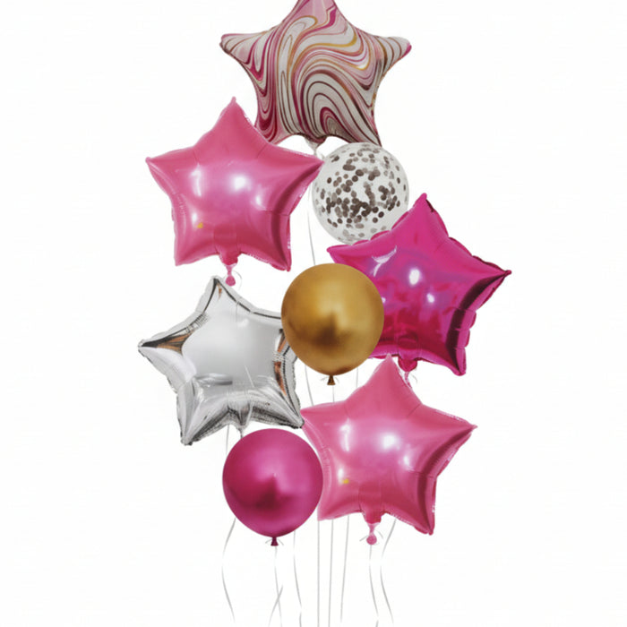Bouquet de globos Estrella Rosa x 8 piezas