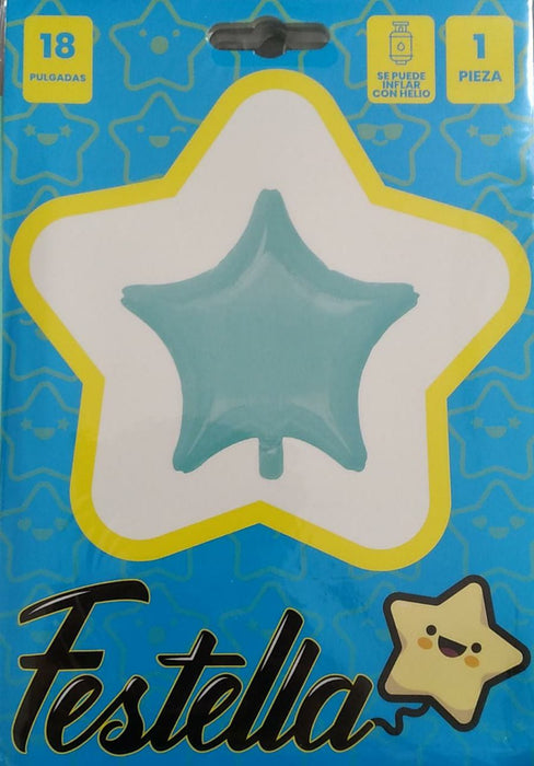 Globo Metalizado  Estrella 18" Verde Menta Pastel Festella