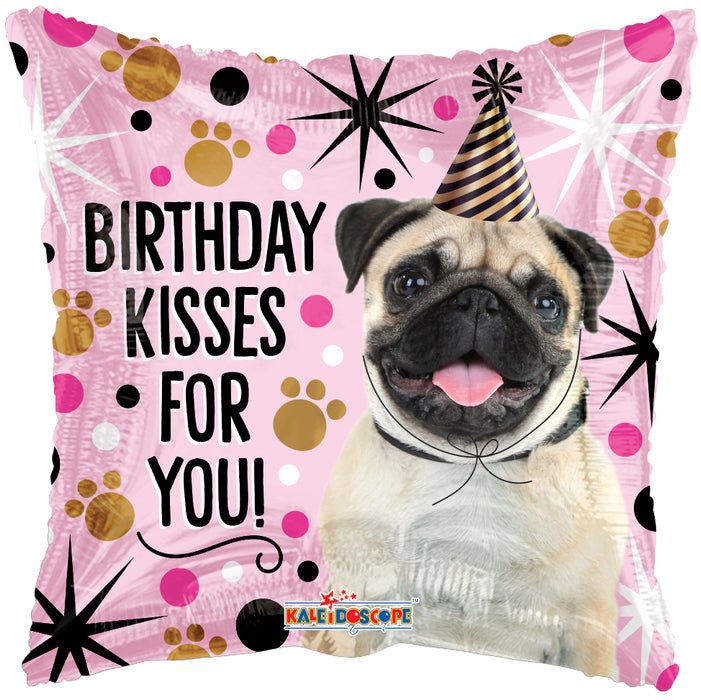 Globo Metalizado Happy Kisses For You Pug 18" Ref. 30
