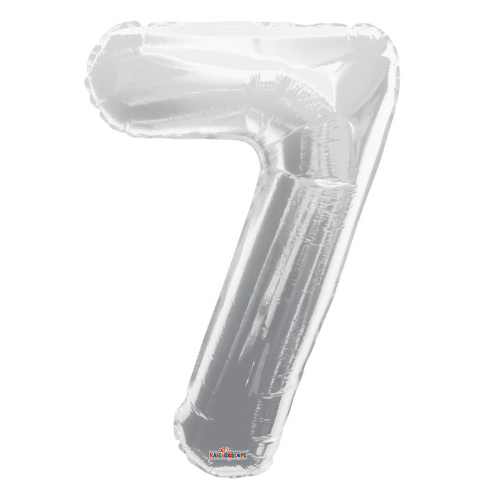 Globo Metalizado # 7 Plateado 34" Marca Conver Calidad Helio