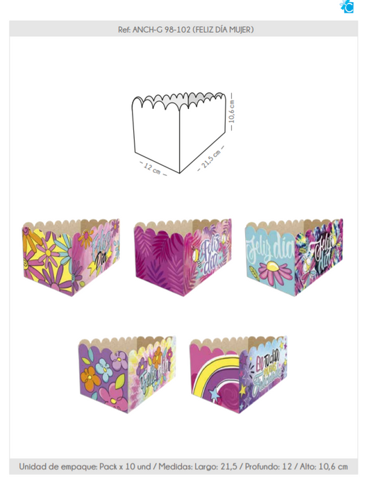 Caja Ancheta G Feliz Dia Pack x 10 und 21.5 x 12 x 10.6 cm