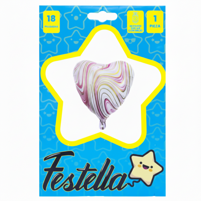 Globo Corazon Agata Rosado 18" Festella