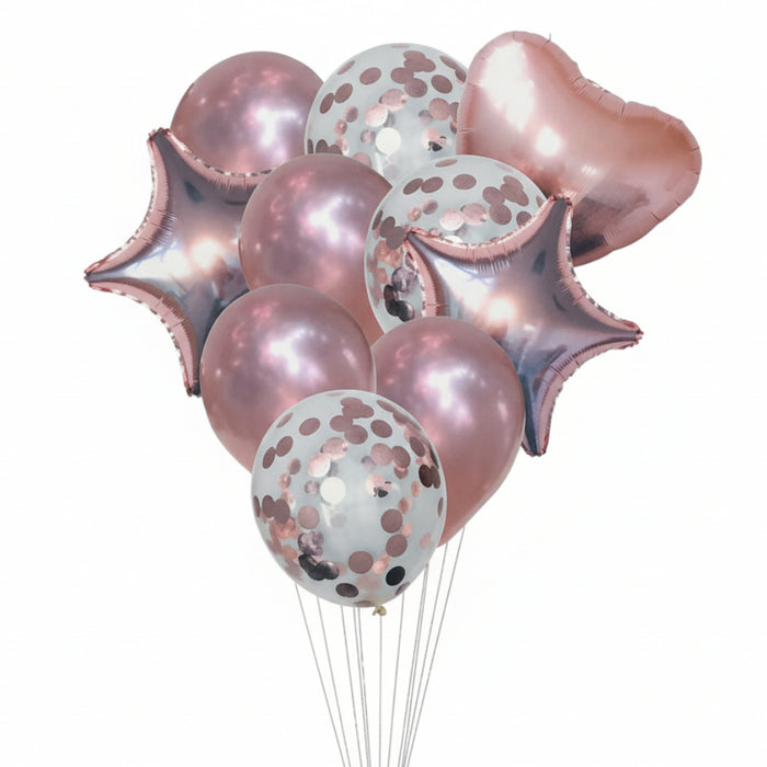 Bouquet de globos Dorado Rosa x 10 piezas Festella