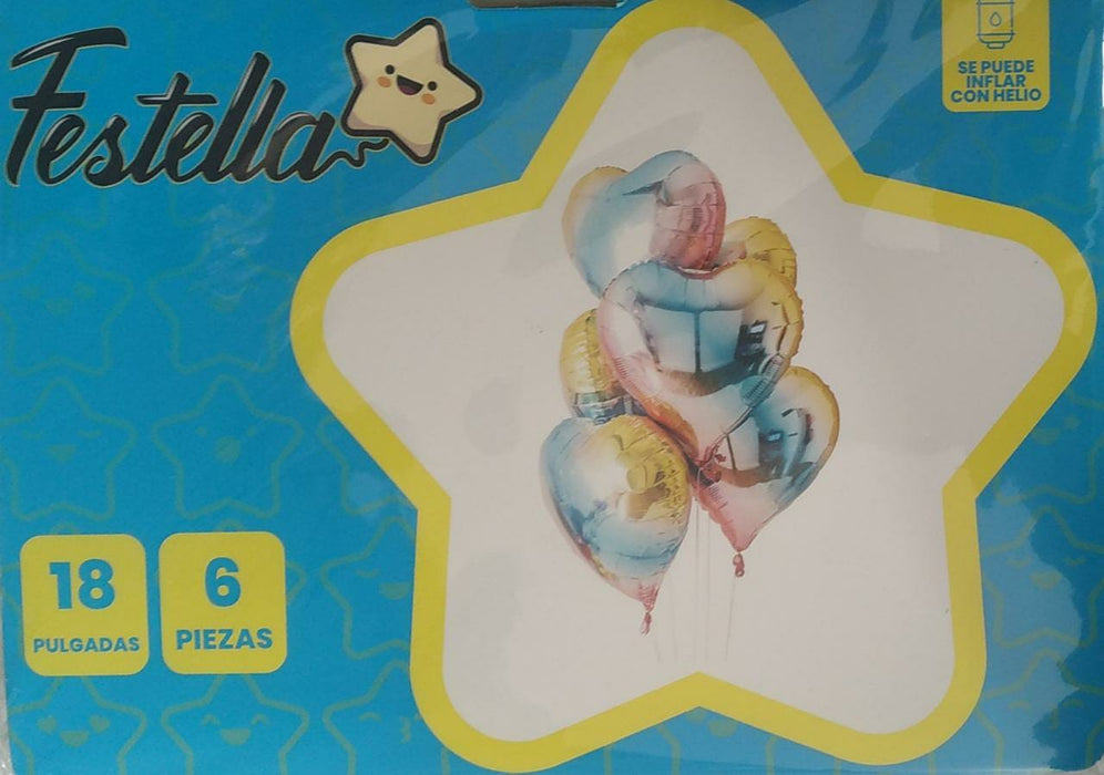 Kit Globos Corazones Festella 18" x 6 und Degrade
