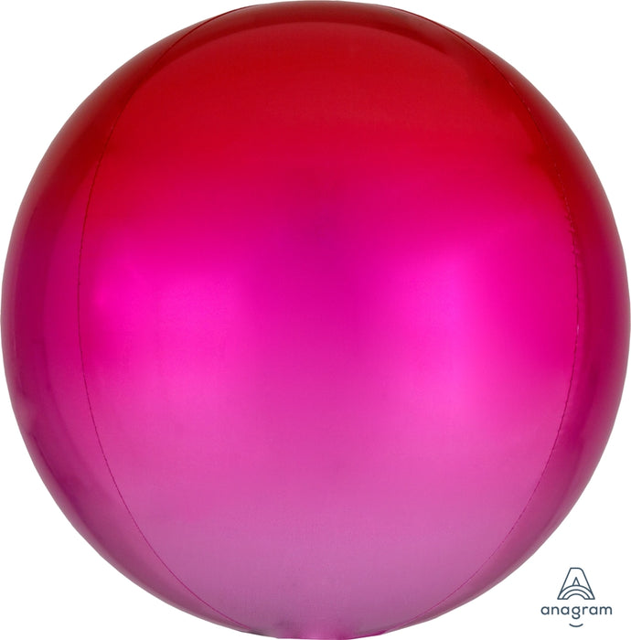 Globo Orbz Ombre Rojo Rosado16"