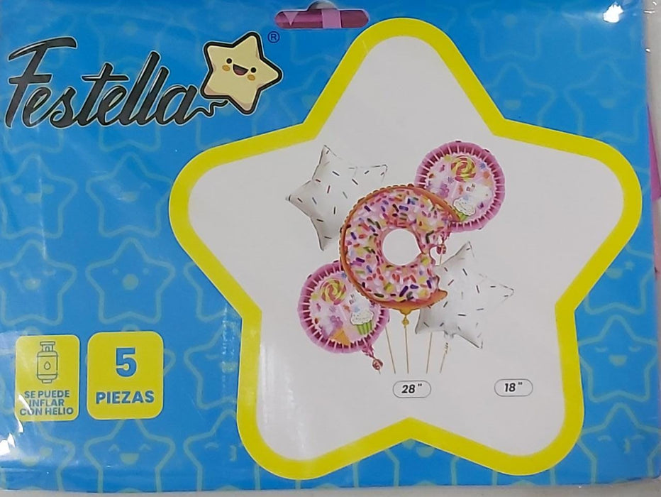 Bouquet Globos de Donut X 5 Piezas Marca Festella