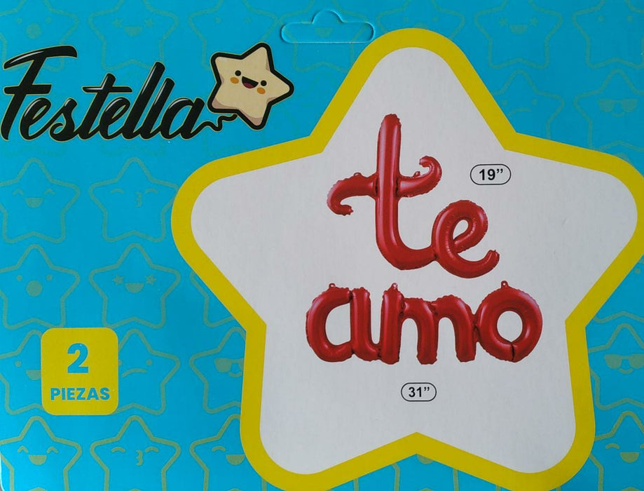 Globo Letrero Te Amo Letra Pegada color Rojo Festella