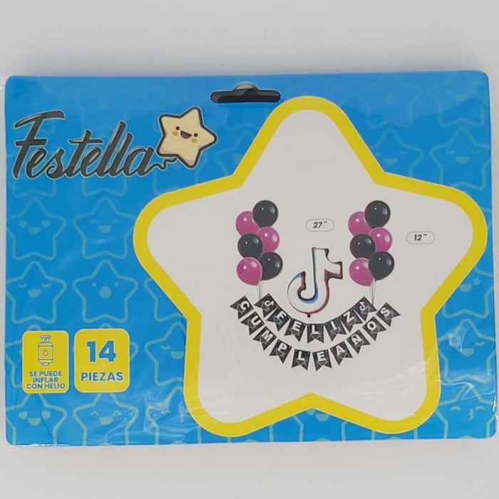 Kit globo Musical Feliz Cumpleaños Festella x 14 Piezas