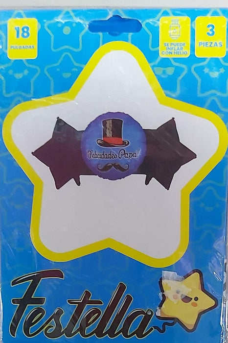 Bouquet de Globos Metalizados Felicidades Papá x 3 piezas