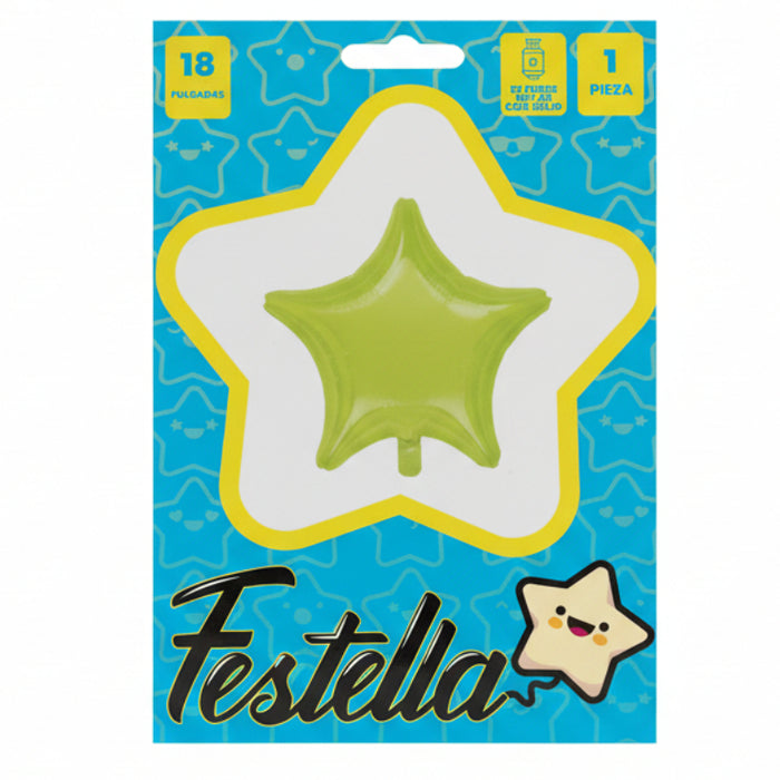 Globo Metalizado  Estrella 18" Verde Lima Festella