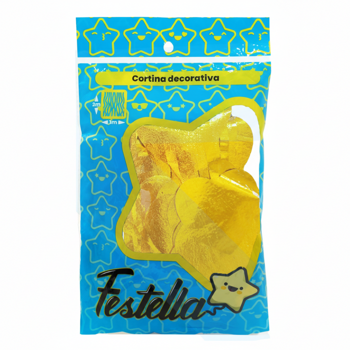 Cortina de Fiesta Corazon 2 x 1 mt Festella Dorado