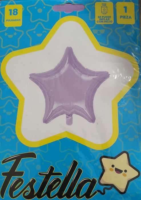 Globo Metalizado  Estrella 18" Lila Pastel Festella