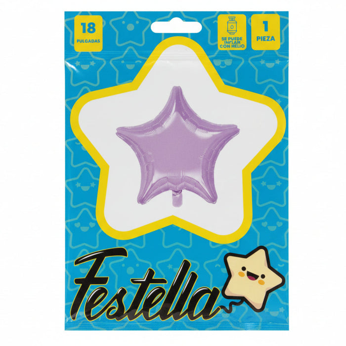 Globo Metalizado  Estrella 18" Lila Pastel Festella