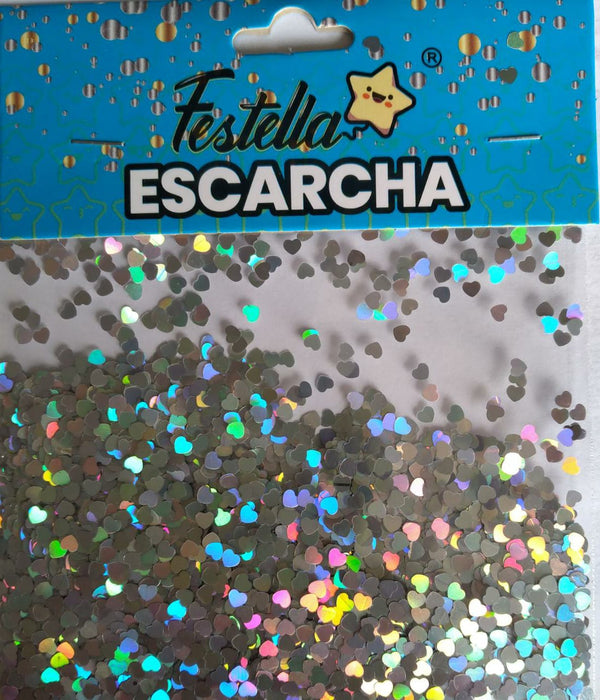 Escarcha Plata Corazon Para Globo 20 Gr x 1 Unidad
