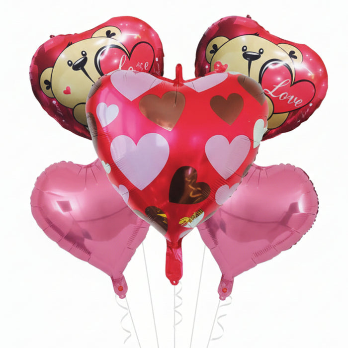 Bouquet de globos 5 piezas corazon amoroso Festella