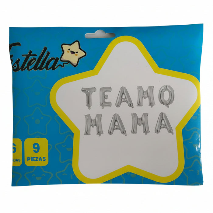 Letrero TE AMO MAMA 16" Plateado
