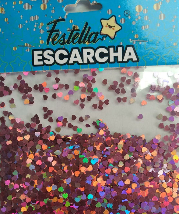 Escarcha Rosada Corazon Para Globo 20 Gr x 1 Unidad