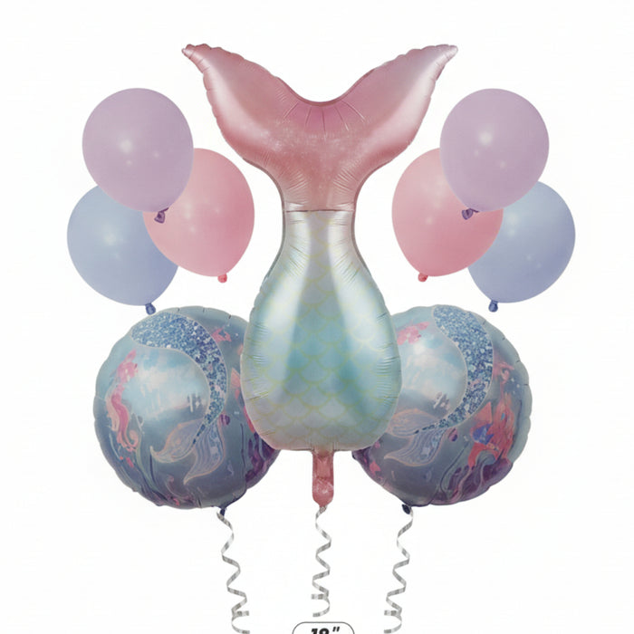 Bouquet De Globos Cola de Sirena Degrade x 9 Piezas