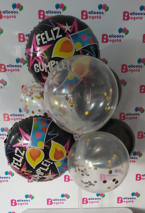 Bouquet de Globos Feliz Cumpleaños x 8 Globos  Ref. 5