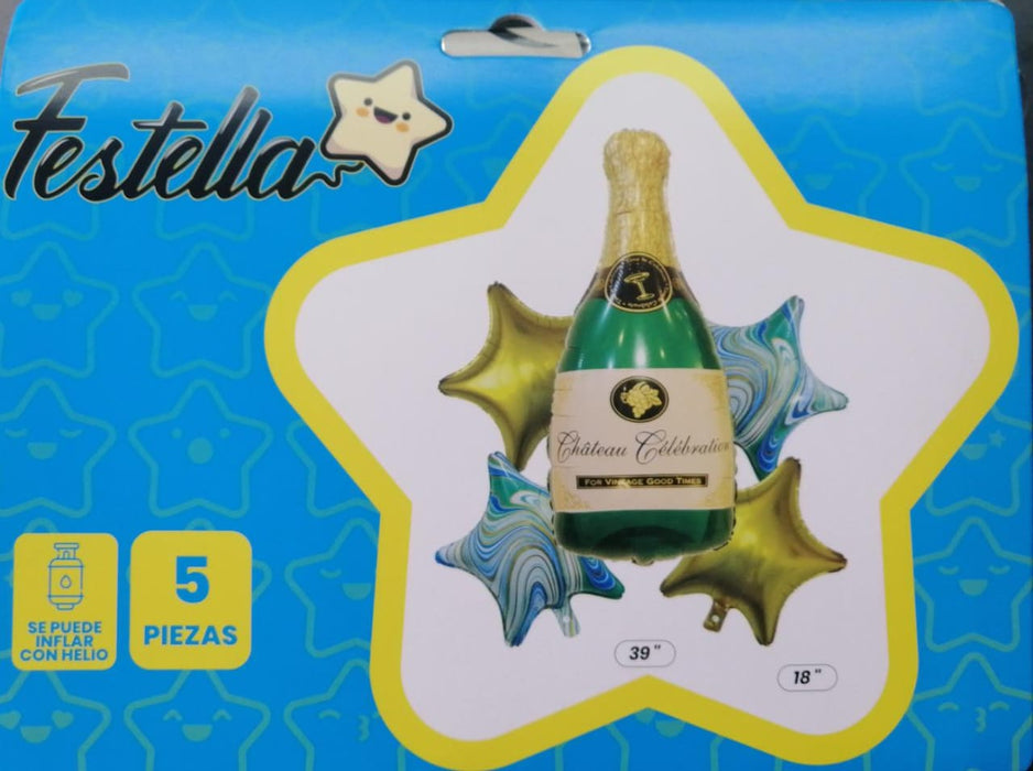 Bouquet Botella De Champaña x 5 piezas marca Festella
