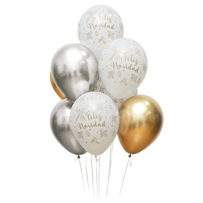 Bouquet De Globos Navidad Dorada R12 x 8 Globos