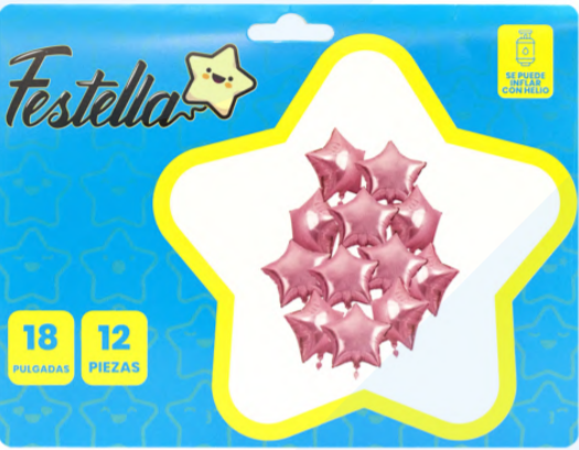 Kit Globos Estrellas Festella 18" x12 und Rosado