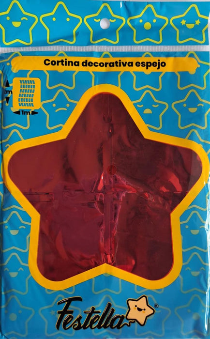Cortina de Fiesta Espejo Cuadro Grande 2 x 1 m Festella Rojo