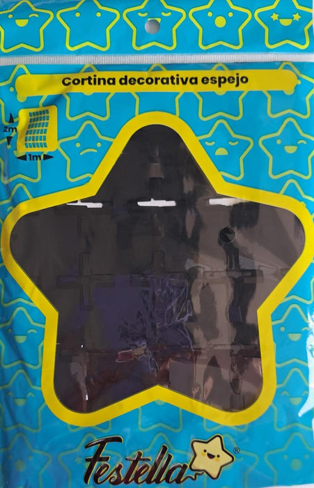 Cortina de Fiesta Espejo Cuadro Pequeño 2 x 1 m Festella Negra