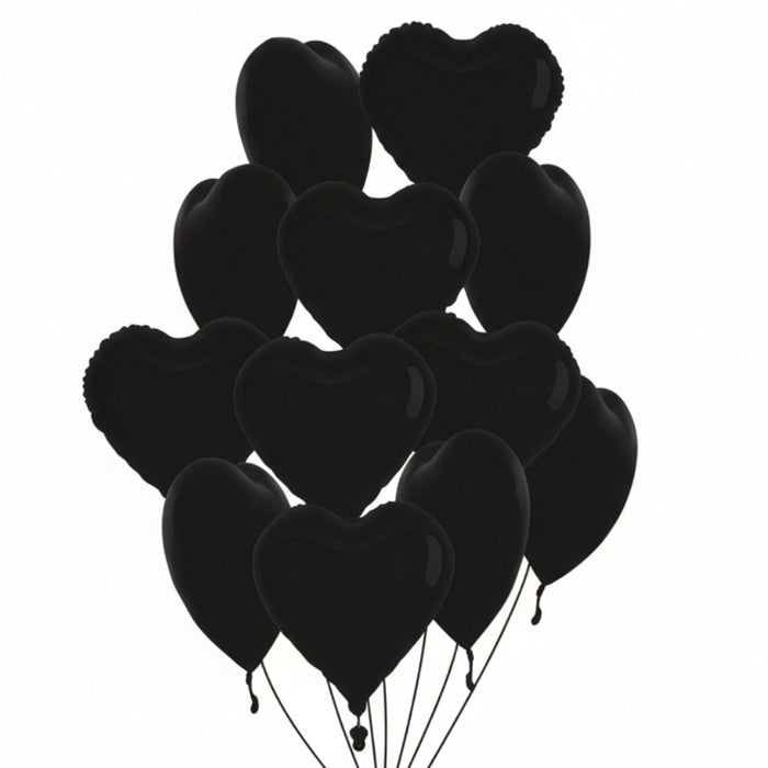 Kit Globos Corazones Festella 18" x 12 und Negro