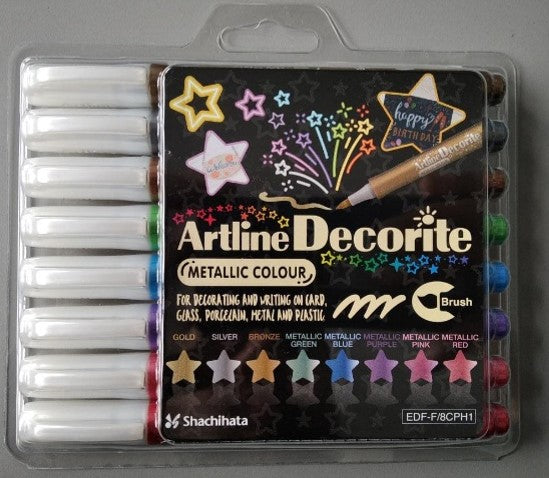 Marcadores Artline Decorite 3.0 Metallic Caja x 8 Und