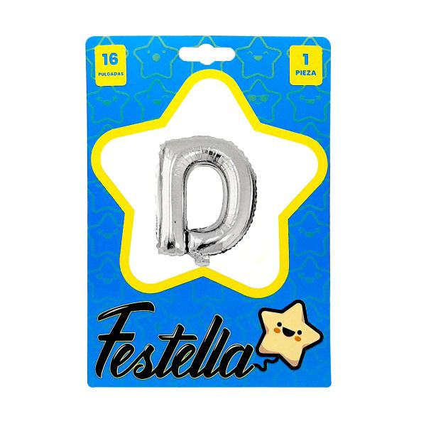 Globo Letra D 16" Plateado Festella