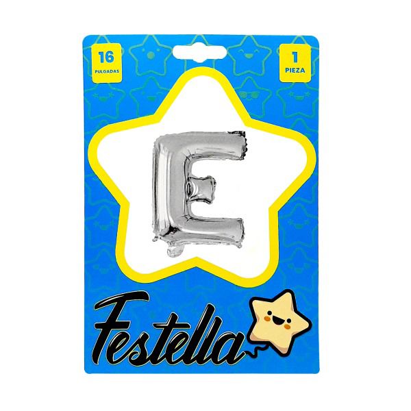 Globo Letra E 16" Plateado Festella