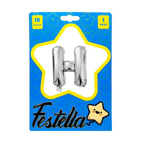 Globo Letra H 16" Plateado Festella