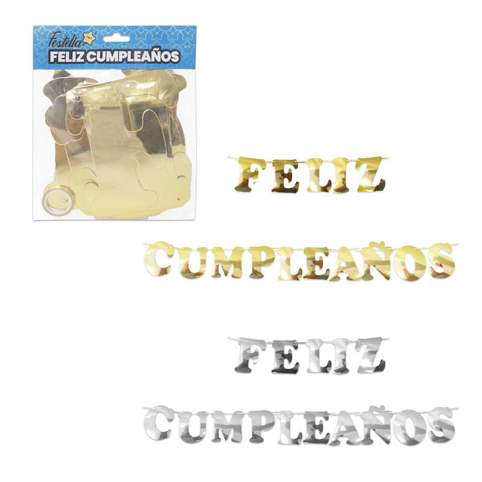Letrero Feliz Cumpleaños Dorado Festella X 1