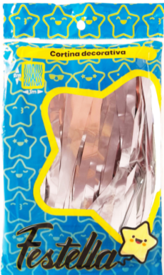 Cortina de Fiesta Lisa 2m x1m Dorado Rosa Festella